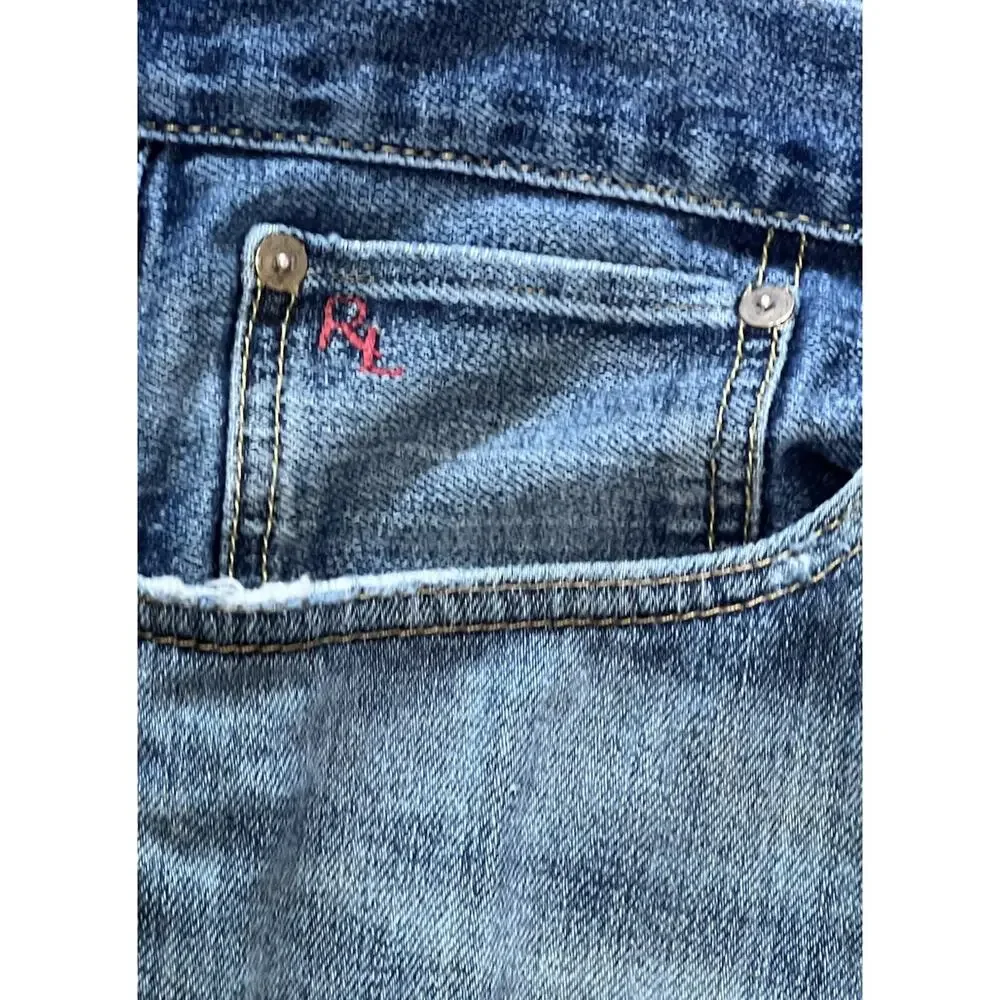 Polo Ralph Lauren Hampton Straight Blue Jeans Mens 36x32 (38) Distressed
